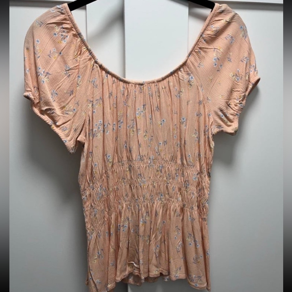 SO Floral Off the Shoulder Cinched Waist Baby Doll Top Small Juniors NWOT